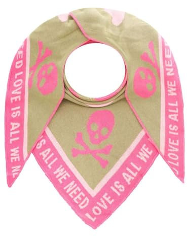 Zwillingsherz Dreieckstuch/Schal totenkopf Herz Khaki pink