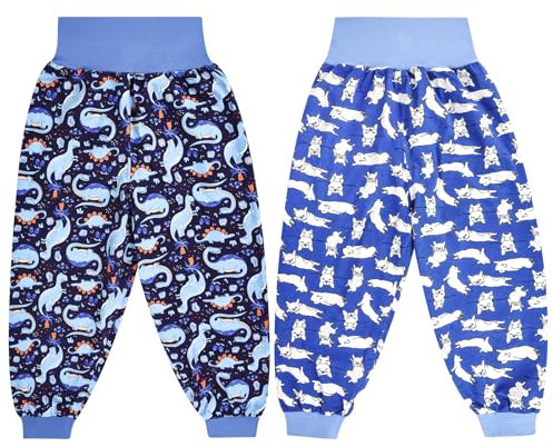 MOEMOE BABY Potty Training Pants Waterproof Potty Training Skirt,Diaper Skirt,Toddler Training Pants,Bedwetting Pants Night Time Training Pants,2 Packs,Dinosaur+Dog,M