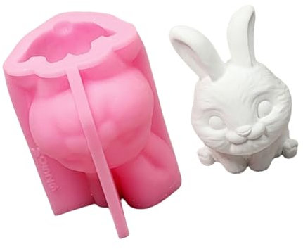 Moldes de silicona con figuras de conejos 3D, estatua de animales, moldes de silicona para hacer resina epoxi, decoración de yeso