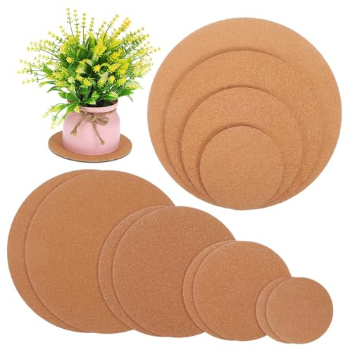 SEWOART 12-pack Cork Plant Coasters Indoor Plant Pot Mats Non-slip Base Flower for Home Decor