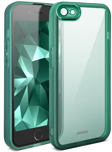 Moozy LumiCase Coque de Telephone pour iPhone SE 2022 / SE3 / 7/8/ SE 2020, Coque de Protection Antichoc Transparente, Housse Case avec Protection de l'objectif de la caméra, Vert