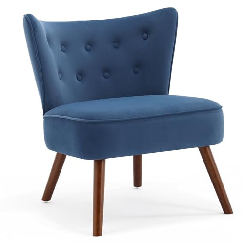 Bekrvio Sessel Wohnzimmer, moderner Loungesessel mit 290g/㎡ Samtbezug, extra großer gepolsterter Ohrensessel mit Holzbeinen für Wohnzimmer/Schlafzimmer