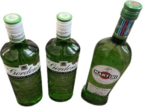 Gordon's London Dry Gin and Martini Extra Dry Cocktail Set, 2 x Gordon's Gin Bottles, 1 x Martini Vermouth