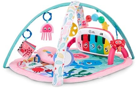 Baby Einstein Ocean Explorers 4-in-1 Spielbogen Baby Spielmatte mit Kick Piano, Musik- & Sprachförderung, Sensorikspielzeug, Lichter & Klänge, Für Neugeborene +, Rosa (Jellyfish Jamboree)