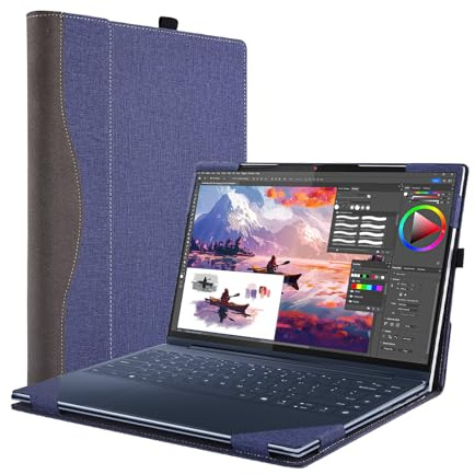 Forubar Laptop-Schutzhülle für Lenovo Yoga Slim 9i Gen 10 14 Zoll (35,6 cm), kompatibel mit Yoga 9 2-in-1 14ILL10 [Do Check Model] Notebook-Hülle, Computertasche, PU-Zubehör, Wärmeableitungsloch (blau