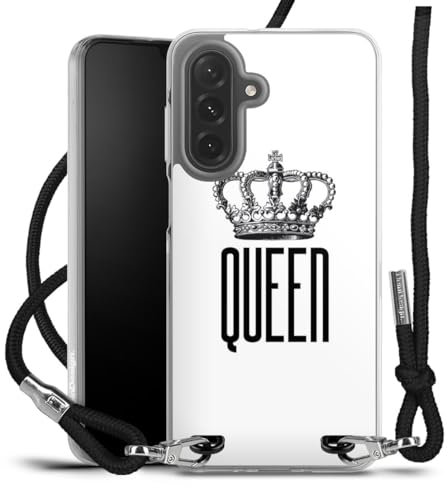 Carry Case kompatibel mit Samsung Galaxy A26 5G Hülle mit Band Handykette zum Umhängen schwarz Queen Königin Krone