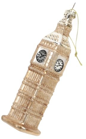 Didiseaon Big Ben-Ornamente Weihnachtskugeln Ornament Gebäude-Statue Weihnachten Weihnachtsdekorationen im Freien London Souvenir Glasverzierung Turmverzierungen Golden