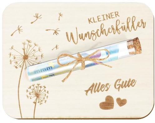 Geldgeschenke Geburtstag, Wunscherfüller Geldgeschenk mit Umschlägen zur Hochzeit Reisen Jugendweihe aus Holz, Lustige Geschenke als Glücksbringer Grußkarte für Männer und Frauen