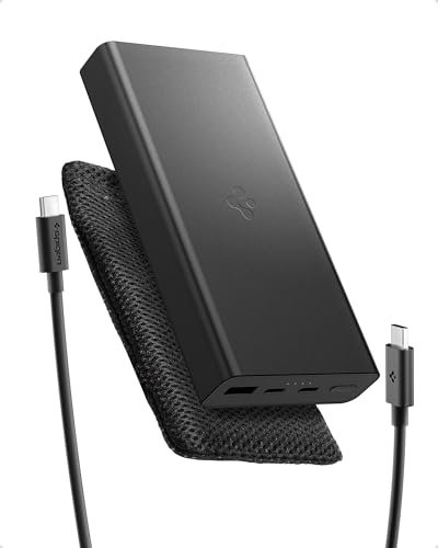 Spigen Essential 20,000mAh 30W Batería Externa, Power Bank Carga Rápida, Cargador Portátil - Negro