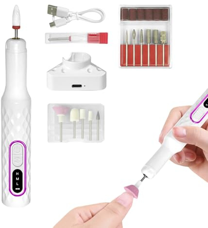Electric Gel Nail Polish Remover, Fine Set for Acrylic and Gel Nails, Nail Care Device with 15000 rpm and Triple Speed for Grinding, Polishing, Shapes