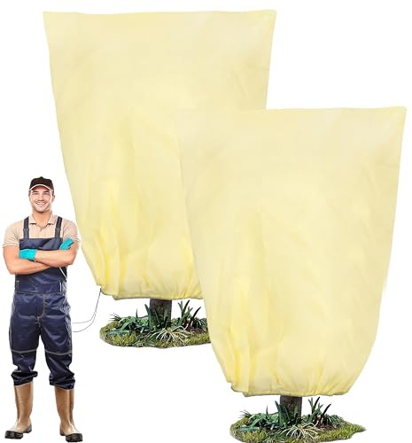 SYITCUN 120x180cm Pflanzenabdeckungen winterschutz,2 Stück Frostschutz für Pflanzen im Freien mit Reißverschluss-Kordelzug,Atmungsaktive Pflanzendecke Winter,Wiederverwendbare Überwinterungszelte