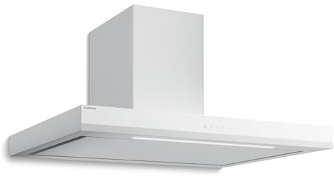 Klarstein Velaire Campana Extractora 90 cm - 595 m³/h, Eficiencia A++, LED, Táctil, Filtro Carbón, 3 Velocidades, Silenciosa, Recirculación & Ducto, Campana Extractora Cocina, Blanco