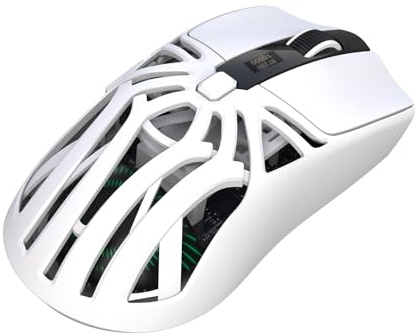 Bewinner Souris de Jeu sans Fil, Capteur Optique 10000DPI, Batterie de 500mAh, 2,4 G / Bt5.3 / USB C Gaming Mouse avec 7 Boutons Programmables, Mix Informatiques Ergonomiques pour (White)