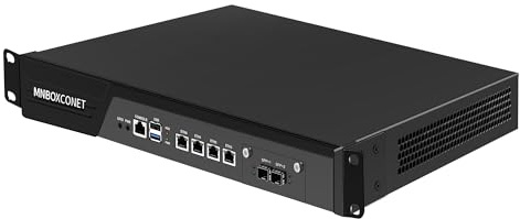 MNBOXCONET 1U Rackmount Firewall Appliance N200, 32GB RAM 1TB SSD, 19'' Hardware Dual Redundant PSU, 2 x 10Gbit SFP+, 4 x 2.5GbE I-226V LAN, U2 OPNsense Homelab Server, Console