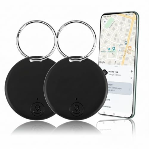 2pc Schlüsselfinder für Android iOS Schlüssel Finder mit Bluetooth | Kompatibel mit Android Apps GPS Tracker Androd für Schlüsse Taschen Koffer IP67 Wasserdicht Wechselbare Batterie