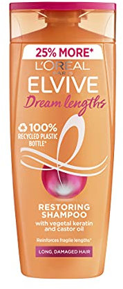 L'Oreal Paris Elvive Dream Lengths Shampoo, Nourishing & Strengthening Treatment, Enriched with Castor Oil, For Long, Damaged Hair 500ml