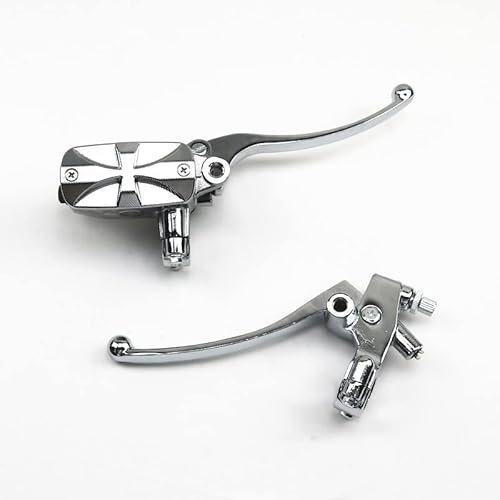 Motorrad 7/8 Zoll 22mm Lenker Cross Reservoir Bremse Kupplungshebel Für Cruiser Chopper Benutzerdefinierte CB Cafe Racer (Chrom)