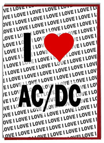 AK Giftshop I Love AC_DC Grußkarte – Geburtstagskarte – Damen – Herren – Tochter – Sohn – Freund – Ehemann – Ehefrau – Bruder – Schwester