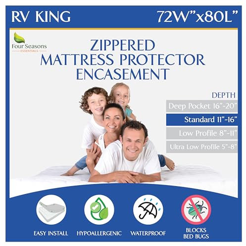 RV King Matratzenschoner mit Reißverschluss (182,9 cm B x 80 L), wasserdicht, hochwertig, hypoallergen, schützt vor Stauballergien – atmungsaktiv, geräuscharm