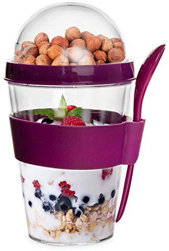 Orion Gobelet à yaourt avec cuillère pour yaourt, salade, muesli, bol à céréales