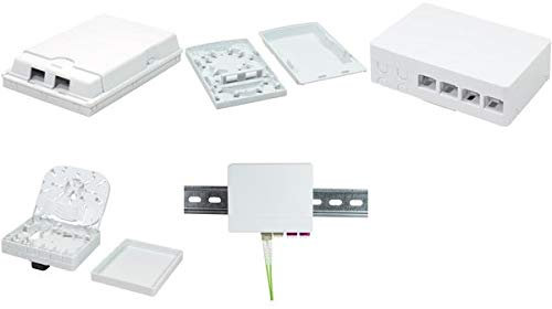 LogiLink FB1002 Indoor FTTH Verbindungsbox für 4 Fasern, 4 Adapter, für DIN-Schienenführung