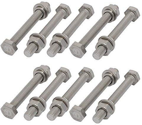 Set di 10 bulloni esagonali M6 x 50 mm, 316 pezzi, in acciaio inox, con dadi e rondelle assortite