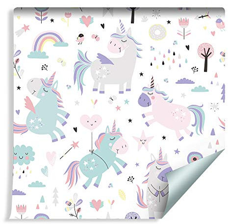 Wallepic Tapete 10m Vlies Tapete Pastellfarben Natur Himmel Vliestapete 1000x53cm Wand Tapete Wohnzimmer Kinderzimmer Moderne Wanddeko Wand Dekoration
