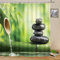 Yadshoti Zen Garden Shower Curtains Spa Green Bamboo Black Stone Run Water Scenery Bathroom Decor Polyester Fabric Hanging Curtain Set 70 x 70 Inch with Hooks