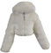 Damen Winter Elegant Kurz Faux Fox Pelzjacke Pelzmantel Langarm Gefälle Parka Cardigan Mantel Kunstfell Jacke Kapuzenjacke Weiß M