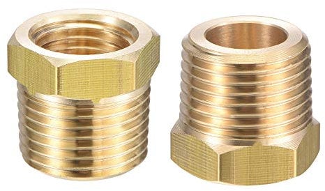 sourcing map Brass Pipe Fitting Reducer Adapter 3/8 NPT Male x 1/4 NPT Female for Water Oil Air Pressure Gauge Temp Sensor, 2pcs