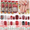 EBANKU 96 Pcs Noël Short Cercueil Faux Ongles, Acrylique Presse Sur Ongles Couverture Complète Faux Ongles Kits Avec 96 Pcs Ongles Adhésifs Pour Ongles, Flocon De Neige Elk Design Nail Décoration