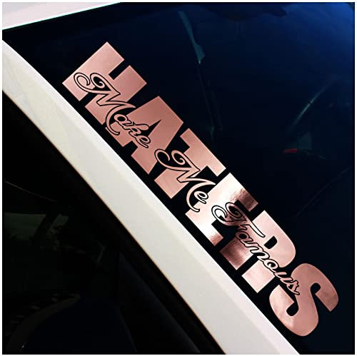 Finest Folia Frontscheibenaufkleber Schriftzug Haters Make me Famous Aufkleber für Windschutzscheibe Heckscheibe Frontscheibe Auto Fahrzeug Dekor Sticker FS32 (Rosegold Chrom, Außenklebend)
