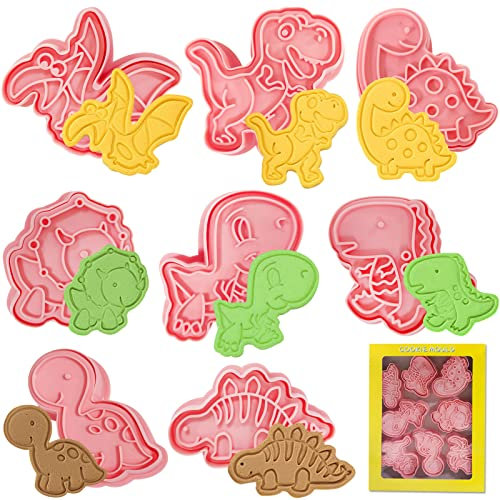 Crzyplea Keksausstecher Kinder 8 Stück, Ausstecher Dinosaurier, Dinosaurier Ausstechformen Fondant, Plätzchen Ausstecher Dinosaurier, Ausstechform Dinosaurier, Ausstechformen Weihnachten 3D