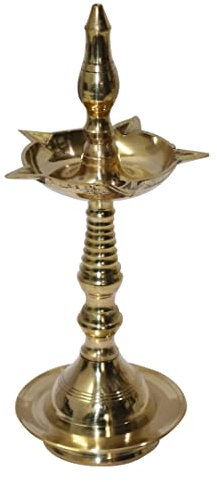 Universal Hub Messing Diya Kerala Samai Indischer Tempel Dekor Traditionelle Gravierte Öllampe Diwali Pooja Samagri Hindu Navratri Diya Lampe Religiöse Gegenstände