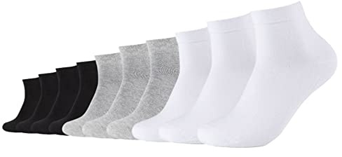 Camano Unisex Socken CA-Soft Organic Cotton Quarter 10er Pack für Damen Herren 35-38 39-42 43-46 Schwarz Grau Blau