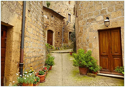 Wallario Vliestapete Fototapete Weg durch die Altstadt - Toskana in Italien - Wandtapete Größe: 300 x 210 cm