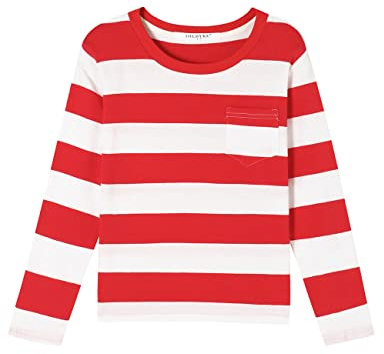 Boys Girls Cotton Long Sleeve Striped T-Shirts Kid Tee Age 4T 5 6 7 8 9 10 11 12 Crew Neckline Shirt