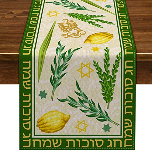 Nepnuser Sukkot Tischläufer Sukkah-Dekorationen Etrog Lulav jüdische Partyzubehör Küche Esszimmer Tischdekoration 183 cm