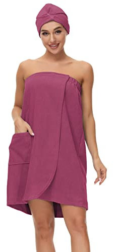 Women Towel Bath Robe Soft Terry Towelling Dressing Gown Absorbent Wrap Towel Spa Wraps Hair Towel Body Wrap Purple 3XL