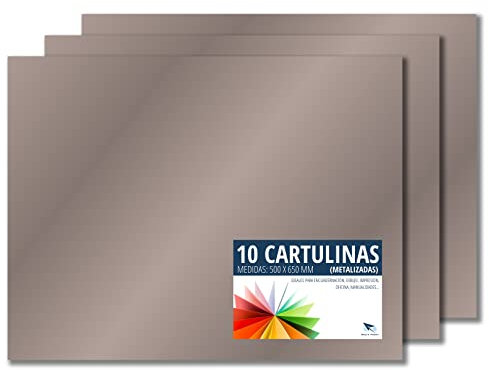 RAYLU PAPER – Tonpapier Metallisch 50 x 65 cm, 10 Stück Kartonpapier 180g/m², 210 x 297 mm, professionelle farbige Kartons für Büro, Kopierpapier, Buntes Papier zum Basteln (Metallic-Silber)