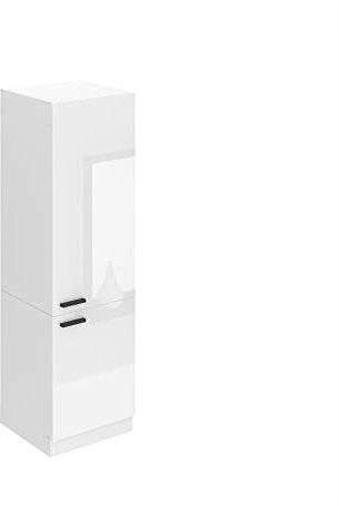 Belini Frigorifero Armadio Alto Cucina SSL. 60 cm di larghezza e 204 cm di altezza. Armadio a muro per frigorifero con 2 ante, bianco lucido