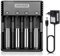 COSOOS Chargeur de Batterie avec 4 Lots de Charge, Batterie Rapide Chargeur pour Batteries Rechargeables, Li-ION LiFePO4 NI-MH NI-CD AA AAA C 18350 18500 18700 20700 21700 26650 RCR123