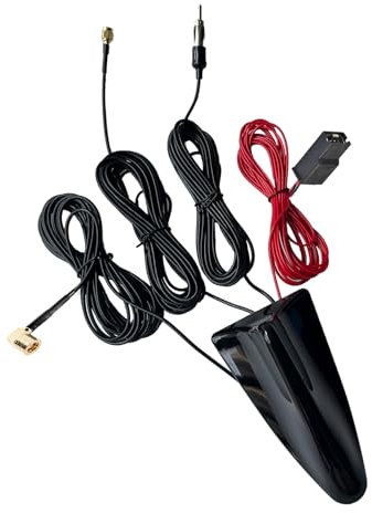 NewTH Car Shark Antenna Aerial Car Radio DAB AM FM DAB Splitter SMB SMA GPS Adapter Roof Antenna Signal Amplifier with RG174 5M Cable for Navigation System
