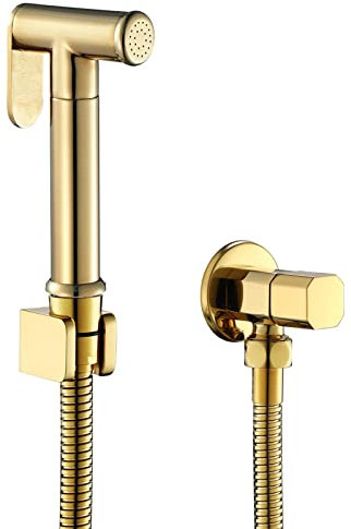Yalsfowe Douche de bidet pour toilette, douchette de bidet doré en laiton, pulvérisateur de bidet pour l'hygiène personnelle, linge de couche pour bébé, robinet de bidet, kit de bidet avec tuyau,A