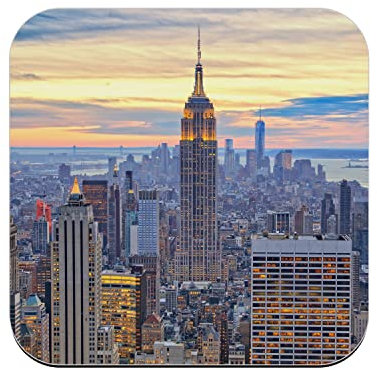 sous Verre en liège - New York Manhattan Empire State Building Ville Nuit USA - 1 unité (95 x 95 mm)