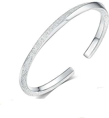 XINGNIAO 925 Silber Mode Glatte Manschette offener Armreif glänzendes Armband style4