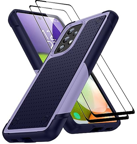 Jeylly for Samsung Galaxy A52 5G / A52s 5G Case with Screen Protectors Phone Cover for Women Girls, Shockproof TPU Bumper Hard Back Slim Thin Protective Cover for Samsung A52 6.5'', Light Purple