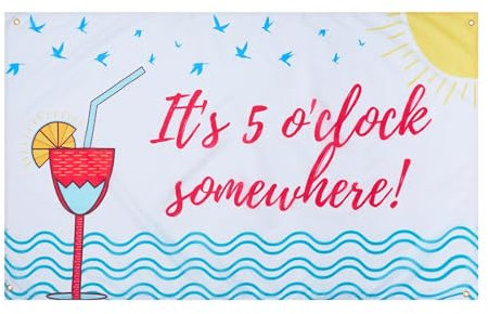 Runesol 5 O'Clock Somewhere Party Flag, 91x152cm, 3ft x 5ft, Premium Quality, Vivid Colours, Inside/Outside Use