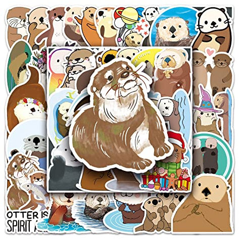 50Pcs Eurasian River Otter Stickers Cute Funny Animal Sticker for Water Bottle Skateboard Laptop Luggage Scrapbook Computer Notebook Car Bike,Vinyl Waterproof Decals for Teens Kids Adults