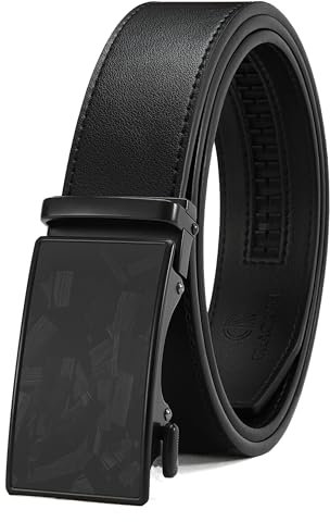 CHAOREN Herrengürtel – Herren-Gürtel mit Ratsche, Leder, 3,5 cm für Kleid, Hose, mikroverstellbarer Gürtel, passt überall, Schwarz 3, 70 cm/85 cm Taille